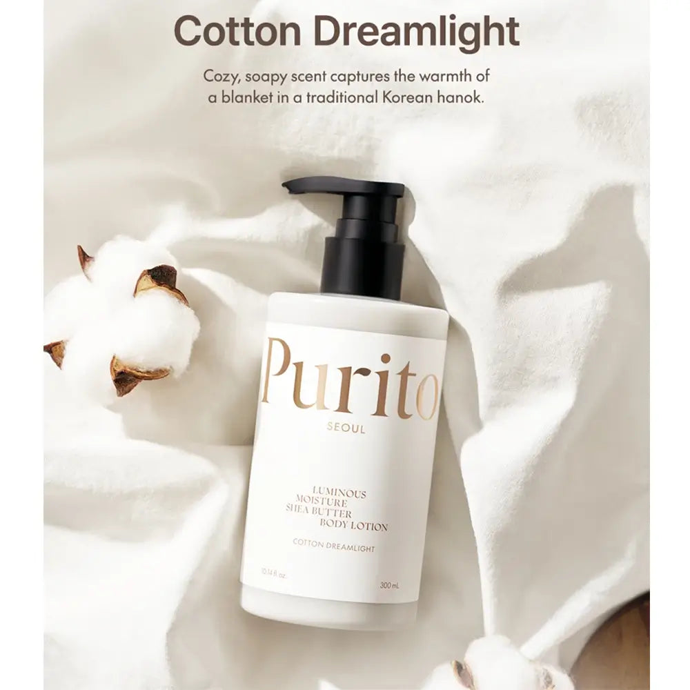PURITO Luminous Moisture Shea Butter - Körperlotion angereichert mit fermentierter Sheabutter und Kameliensamenöl, für Hautfeuchtigkeit und Komfort - 300 ml