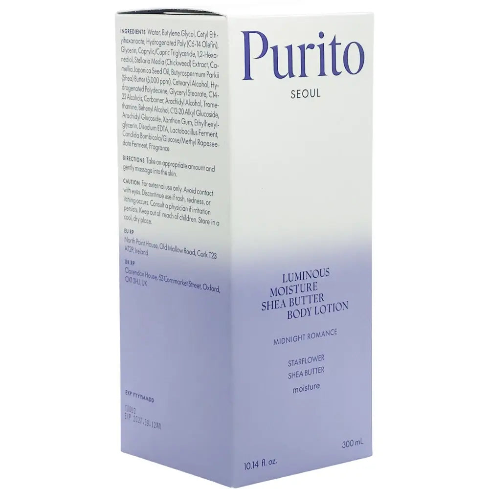 PURITO Luminous Moisture Shea Butter - Körperlotion formuliert mit Sheabutter und Jeju Starflower, die zur Hautfeuchtigkeit und zum Hautkomfort beiträgt - 300 ml
