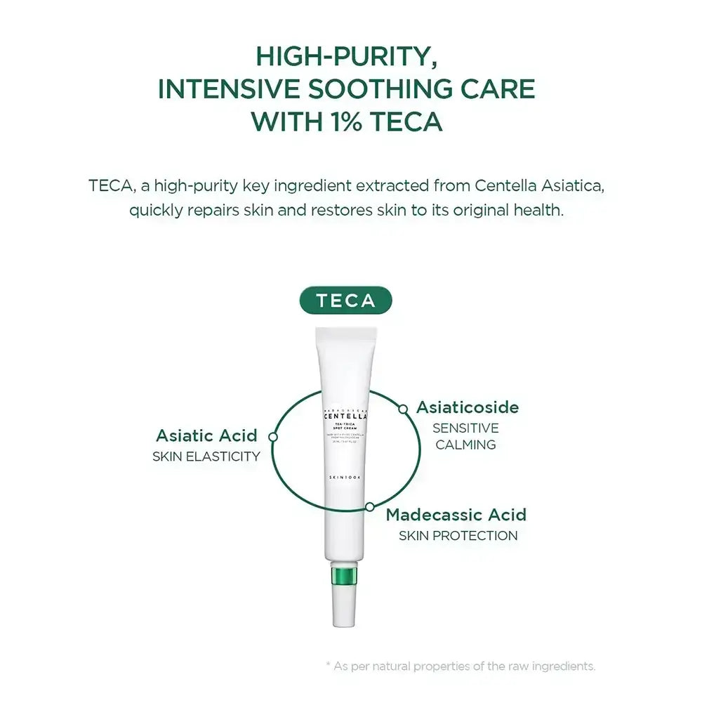 SKIN1004 Madagascar Centella Tea-Trica Spot Cream - Gesichtscreme mit Centella Asiatica-Extrakt und Teebaumblattwasser zur Beruhigung problematischer Hautstellen und zur Reduzierung des Erscheinungsbildes von Unreinheiten - 20 ml