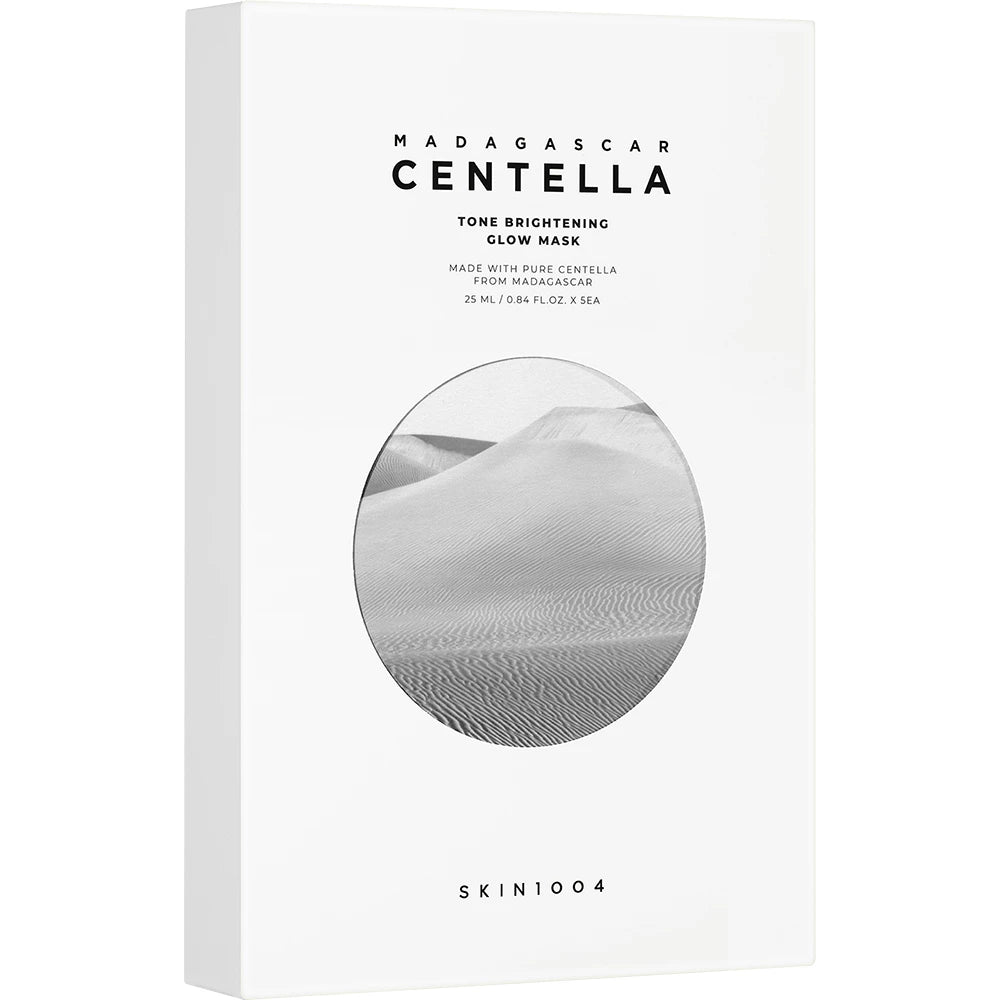 SKIN1004 Madagascar Centella Aufhellende Glanzmaske - Gesichtsmaske mit Centella Asiatica Extrakt und Niacinamid, zur Feuchtigkeitspflege und Tonisierung der Haut - 25ml x 5 Stk