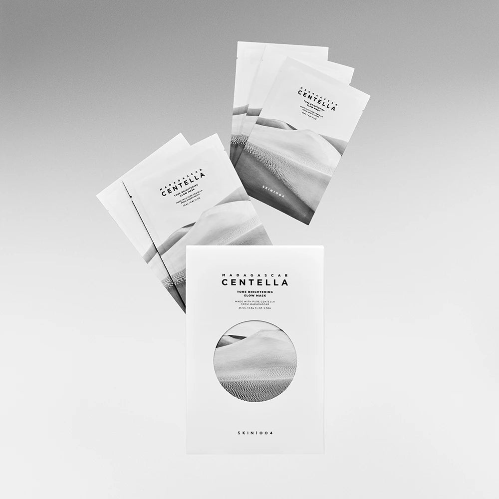SKIN1004 Madagascar Centella Aufhellende Glanzmaske - Gesichtsmaske mit Centella Asiatica Extrakt und Niacinamid, zur Feuchtigkeitspflege und Tonisierung der Haut - 25ml x 5 Stk