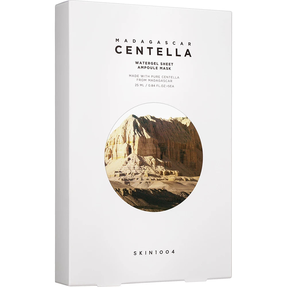SKIN1004 Madagascar Centella Watergel Tuch Ampulle - Gesichtsmaske mit Centella Asiatica Extrakt und Glycerin, zur Beruhigung und Hydratisierung der Haut - 25ml x 5 Stk