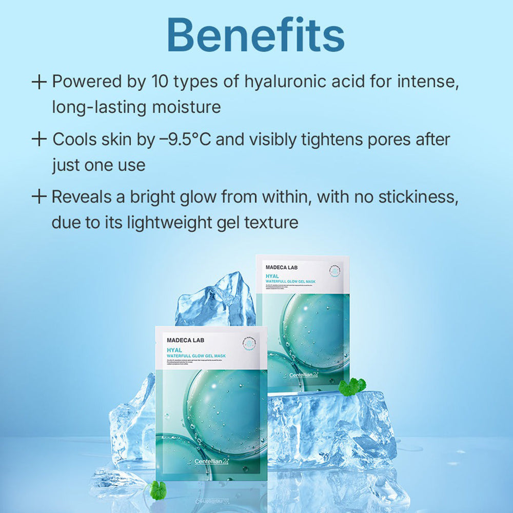 CENTELLIAN24 Madeca Lab Hyal Waterfull Glow Gel Mask - Gesichtsmaske mit Hyaluronsäure und Niacinamid für intensive Feuchtigkeit und Hautkomfort - 22g