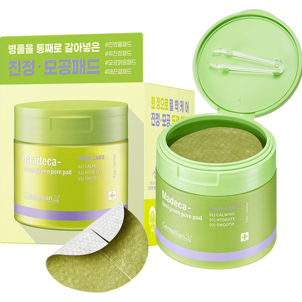 CENTELLIAN24 Madeca Real Green Pore Pad - Gesichts-Toner mit TECA und Niacinamid zur Beruhigung der Haut und Porenreinigung - 60 Stück