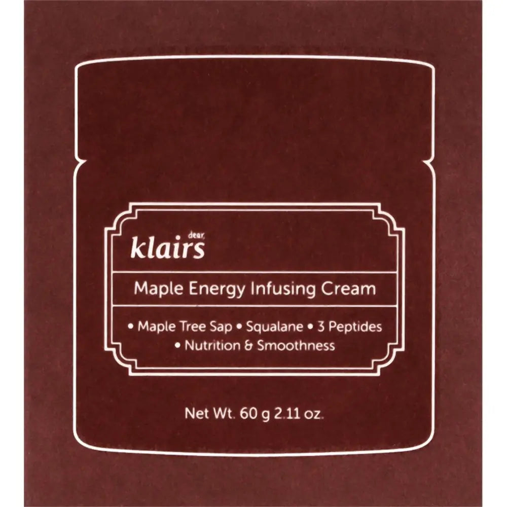 Dear Klairs Ahorn-Energie Gesichtscreme - Intensive Feuchtigkeit und Festigkeit mit Ahornsaft und Peptiden, 60 g