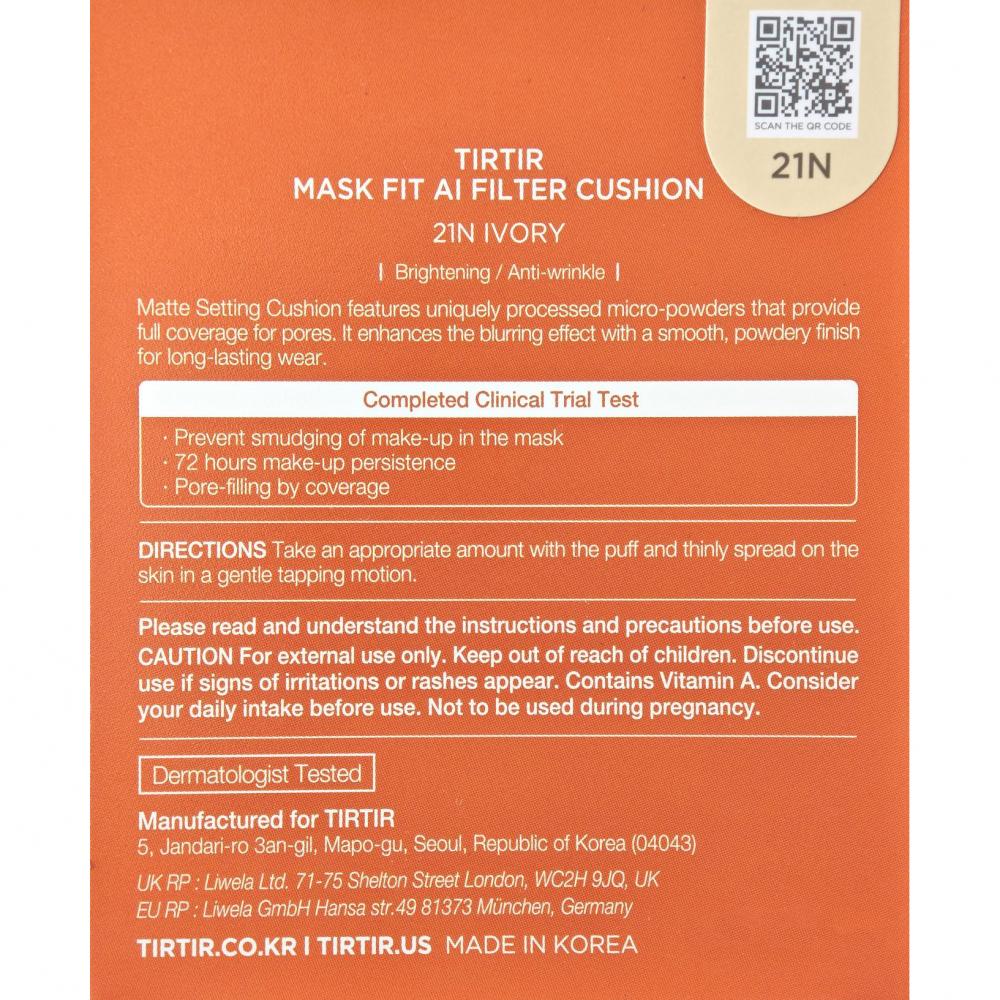 TIRTIR Mask Fit Ai Filter Cushion, 21N Elfenbein, 18 g