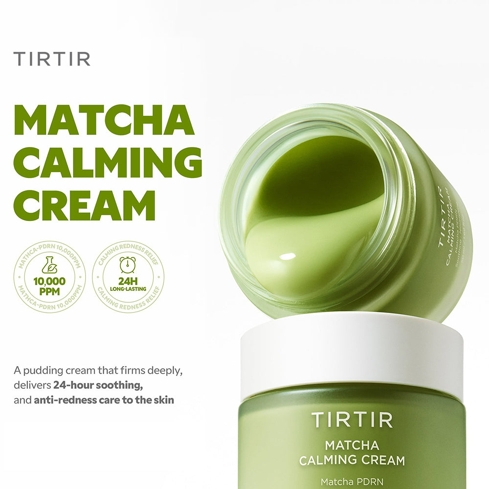 TIRTIR Matcha Calming Cream - crema de fata formulata cu Matcha PDRN si complexe vegetale, care contribuie la calmarea pielii reactive si la reducerea aspectului rosetii - 50 ml