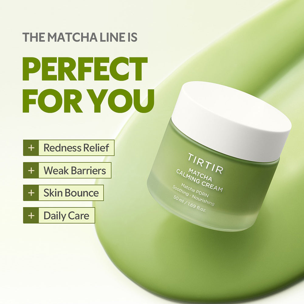 TIRTIR Matcha Calming Cream - crema de fata formulata cu Matcha PDRN si complexe vegetale, care contribuie la calmarea pielii reactive si la reducerea aspectului rosetii - 50 ml