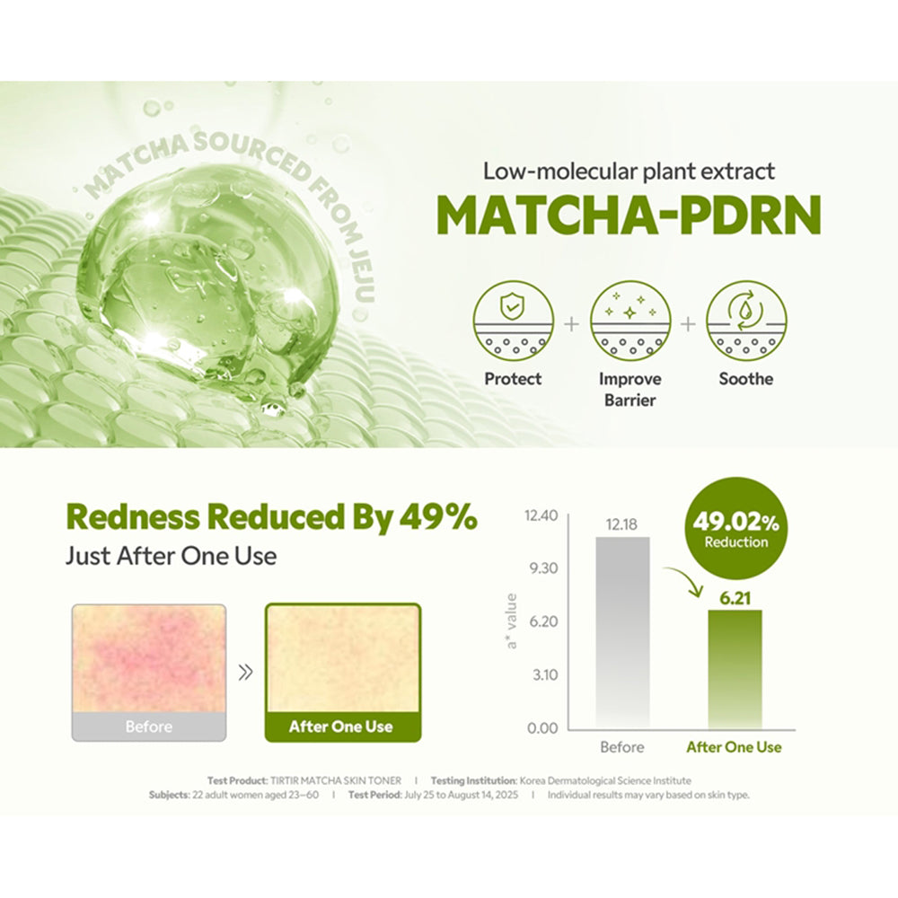 TIRTIR Matcha Hauttoner - Gesichtstoner formuliert mit Hyaluronsäure und Panthenol, der zur Hydratisierung der Haut und zur Aufrechterhaltung des Hautkomforts beiträgt - 150 ml