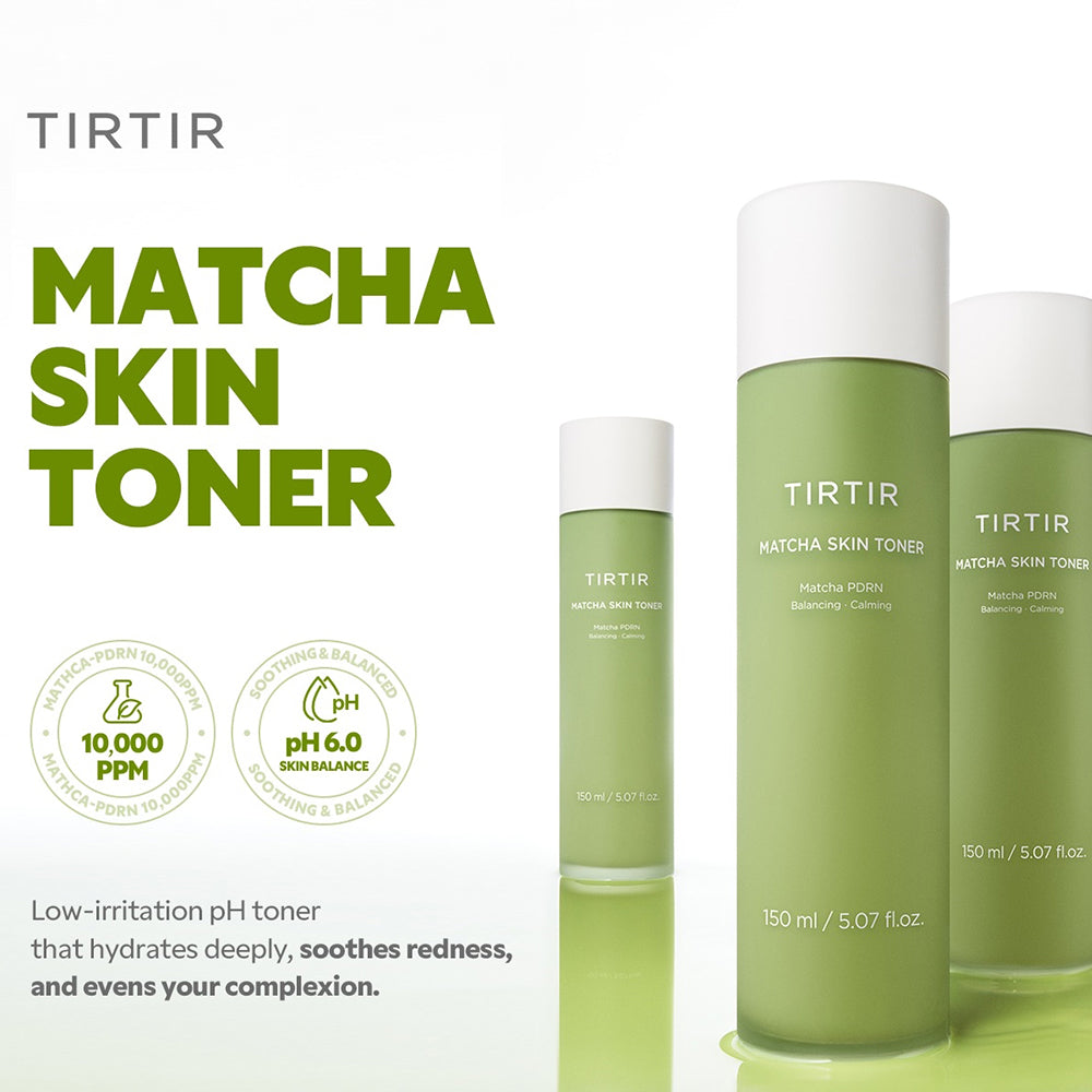 TIRTIR Matcha Hauttoner - Gesichtstoner formuliert mit Hyaluronsäure und Panthenol, der zur Hydratisierung der Haut und zur Aufrechterhaltung des Hautkomforts beiträgt - 150 ml