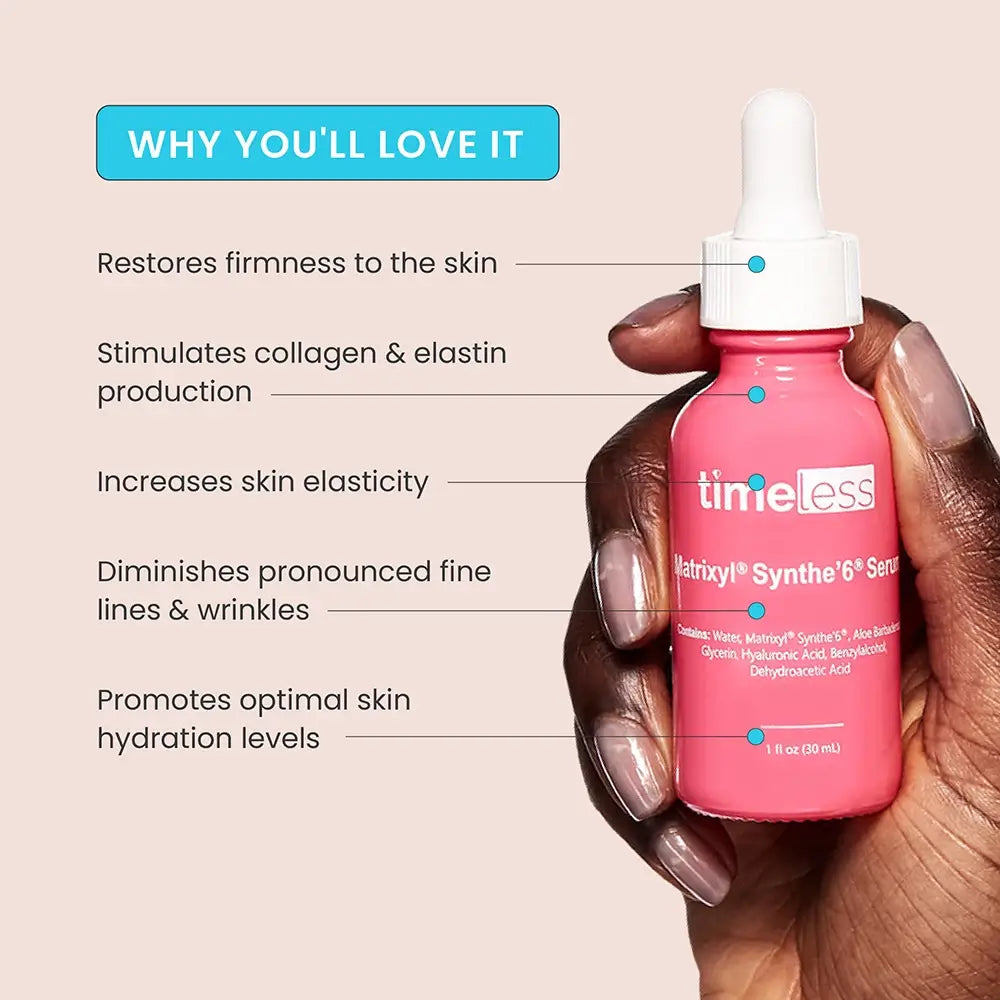 TIMELESS SKIN CARE Matrixyl Synthe 6 Serum für das Gesicht Anti-Falten - Intensive Feuchtigkeit und Festigkeit, 30 ml