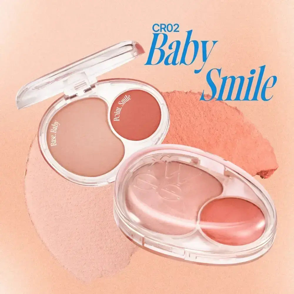 FWEE Mellow Dual Blusher - fard de obraz formulat cu formula tip jeleu si strat hidratant, care contribuie la aplicarea uniforma si la metinerea confortului pielii - 7.2 gr - CR02 Baby Smile