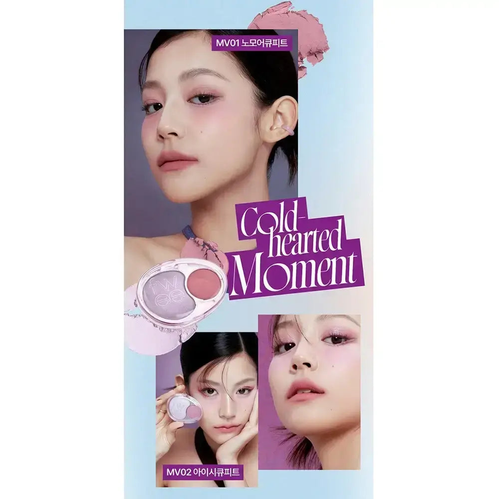 FWEE Mellow Dual Blusher - fard de obraz formulat cu pigmenti de culoare si agenti hidratanti, conceput pentru a crea un efect stratificat, proaspat si vibrant - 7.2 gr - MV02 Icy Cupid