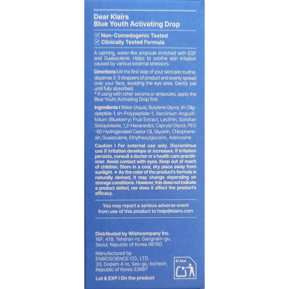 Dear Klairs EGF Blue Youth Activating Drop 20 ml