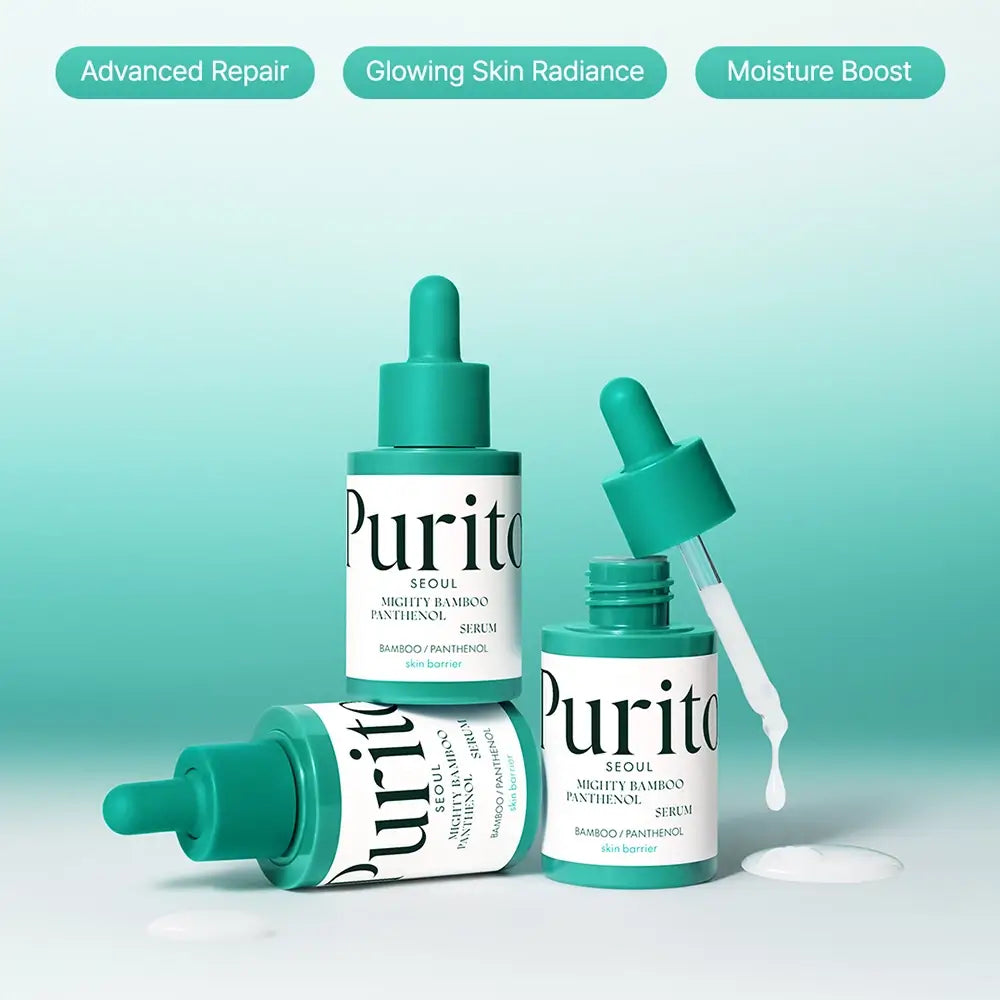 PURITO Mighty Bamboo Panthenol Serum - Gesichtsserum mit Panthenol und Ectoin zur Stärkung der Feuchtigkeitsbarriere und Erhaltung des Komforts trockener und empfindlicher Haut - 30 ml