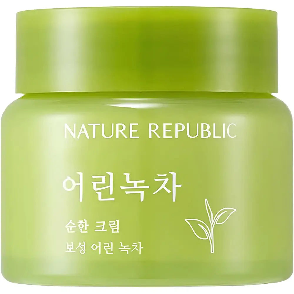 NATURE REPUBLIC Mild Green Tea Gesichtscreme-Gel mit Grüntee-Extrakt - Tiefenfeuchtigkeit und antioxidative Wirkung, 55 ml