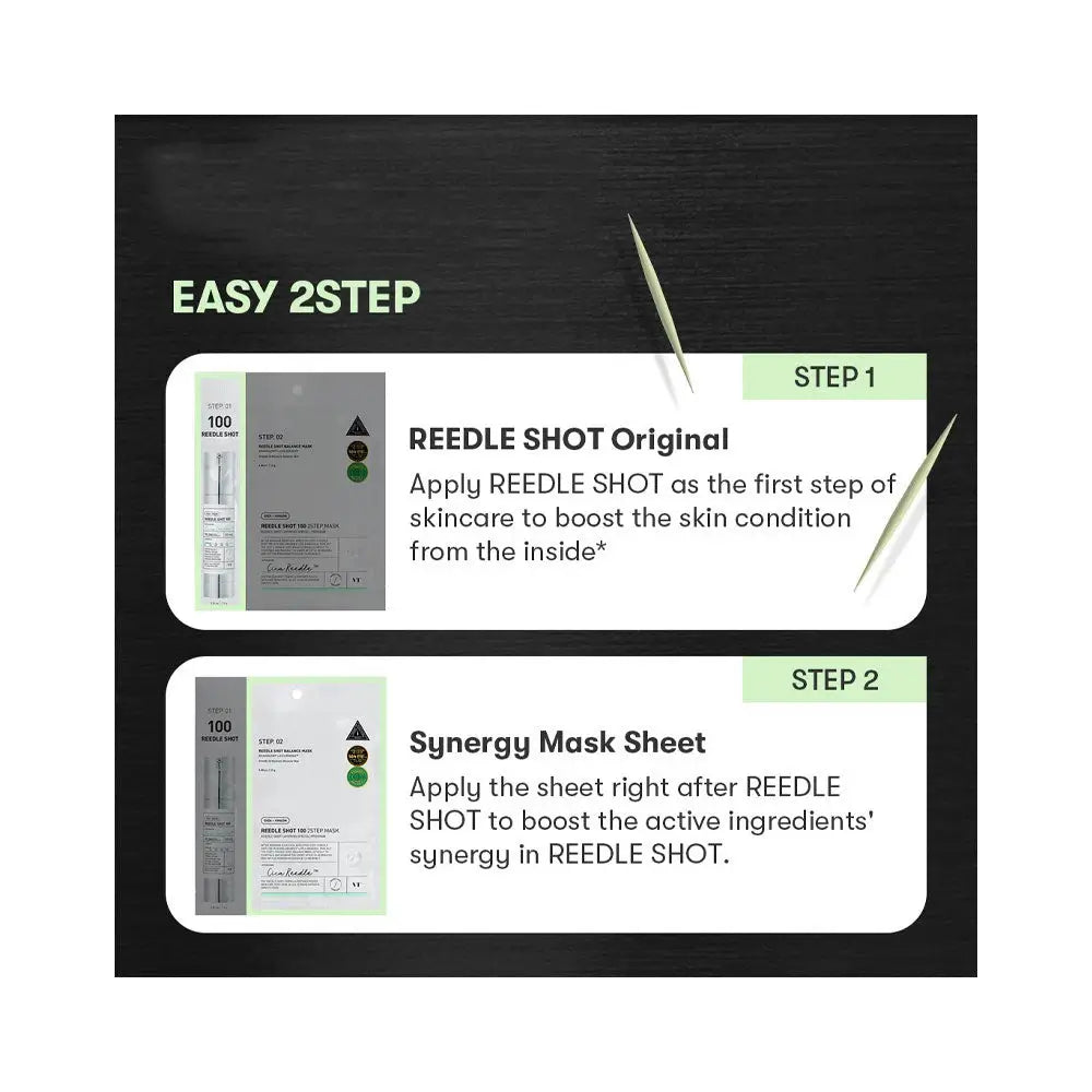VT COSMETICS Reedle Shot Beruhigende Gesichtsmaske 100 - Intensive Feuchtigkeit und Elastizität, 25g