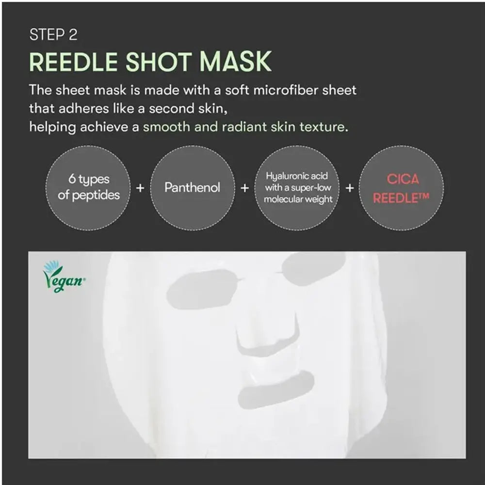 VT COSMETICS Cica Reedle Shot 300 2-Schritte - Gesichtsmaske formuliert mit Hyaluronsäure und pflanzlichen Extrakten, die zur Hautfeuchtigkeit und Texturverbesserung beitragen - 1,5 g + 25 g