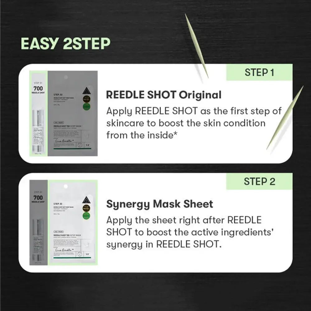 VT COSMETICS Cica Reedle Shot 700 2-Stufen Gesichtsmaske - Intensiv feuchtigkeitsspendende Formel mit regenerierendem Wirkserum zur Verbesserung der Hauttextur und Tiefenfeuchtigkeit – 1,5 g + 25 g