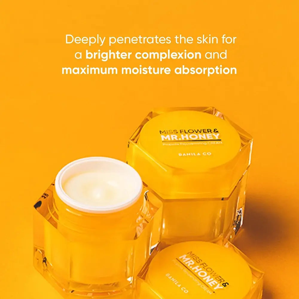 BANILA CO Miss Flower & Mr. Honey Gesichtscreme mit Propolis - Intensive Feuchtigkeit und Verjüngung mit Honig, 70 ml