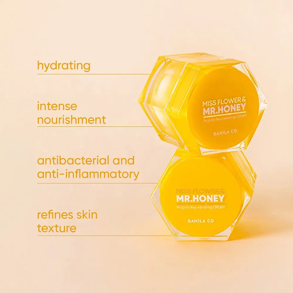 BANILA CO Miss Flower & Mr. Honey Gesichtscreme mit Propolis - Intensive Feuchtigkeit und Verjüngung mit Honig, 70 ml