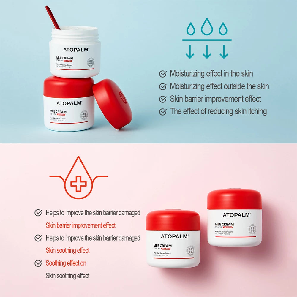 ATOPALM MLE Feuchtigkeitscreme für Gesicht und Körper – Intensive Beruhigung und Feuchtigkeit für trockene und empfindliche Haut, geeignet für Kinder, 65 ml