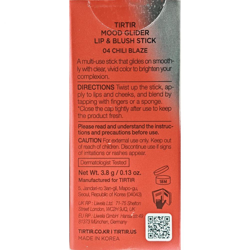 TIRTIR Mood Glider Lippen- und Wangenstift, 04 Chilli Blaze, 3,8 g