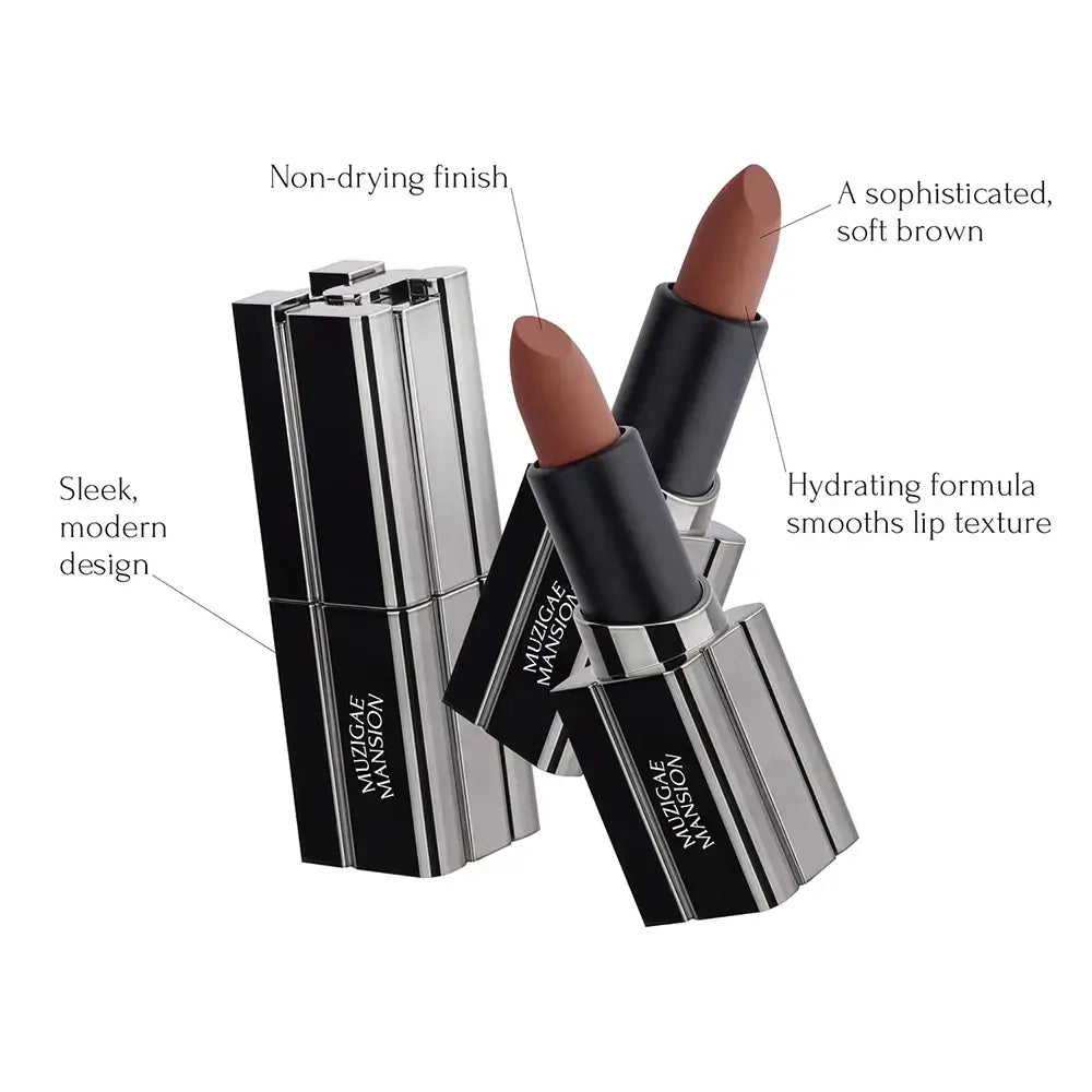 MUZIGAE MANSION Moodwear Blur - Lippenstift mit samtig-mattem Finish und Weichzeichner-Effekt, formuliert mit Hagebuttenöl und aus Oliven gewonnenem Squalan, das zur Feuchtigkeitsversorgung der Lippen und zur Erhaltung des Komforts beiträgt - 4 g - 002 Maxi