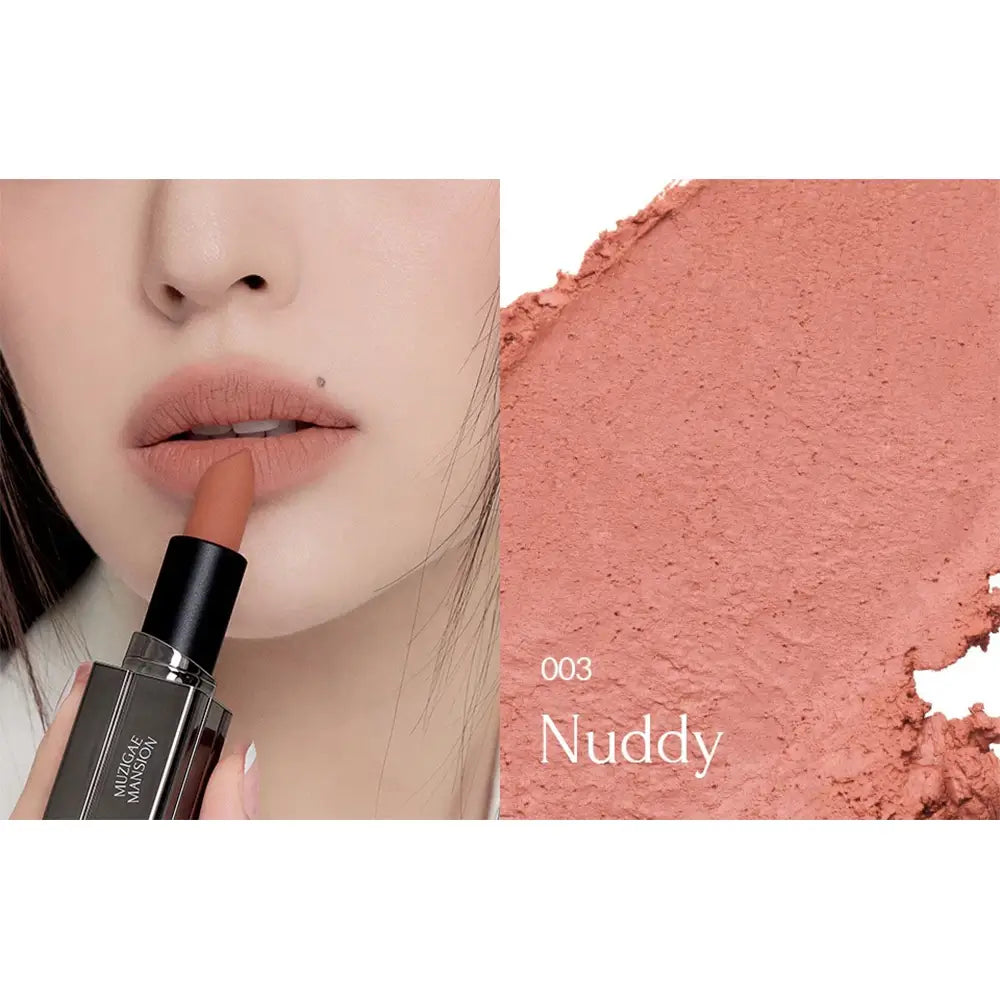 MUZIGAE MANSION Moodwear Blur - Lippenstift formuliert mit Hagebuttenöl und aus Oliven gewonnenem Squalan, das zur Befeuchtung der Lippen und zur Erhaltung des Komforts beiträgt - 4 g - 003 Nuddy