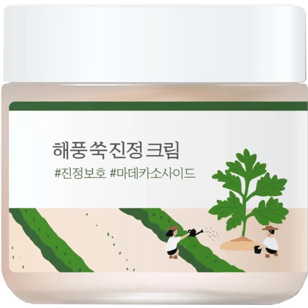 ROUND LAB Beifußöl Beruhigende Creme - Gesichtscreme mit Beifußextrakt und Madecassosid zur Linderung von Hautstress und dunklen Flecken - 80 ml