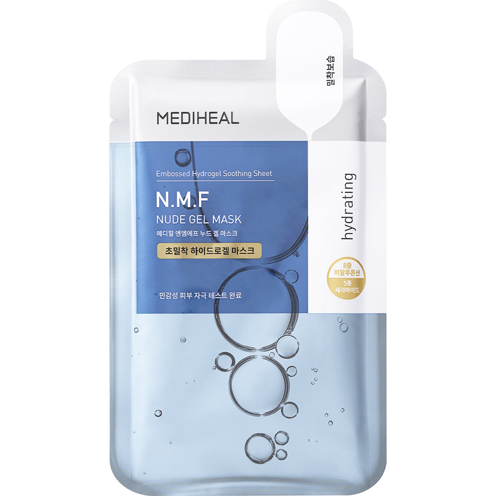MEDIHEAL N.M.F Nude Gel Hidrogel Mask - Masca de fata formulata cu acid hialuronic si pantenol, care contribuie la hidratarea pielii si la reducerea senzatiei de disconfort - 30 gr