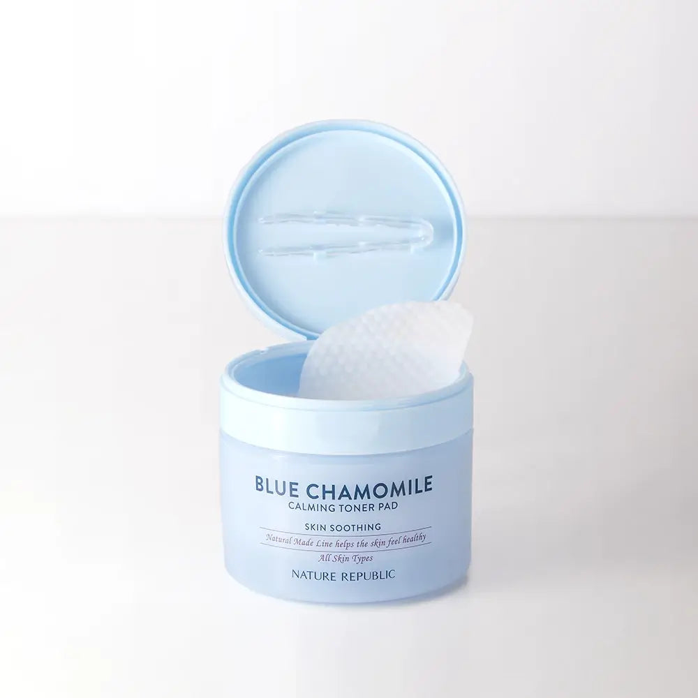 NATURE REPUBLIC Blaue Kamille Beruhigende Toner Pads - Beruhigung & Feuchtigkeit für empfindliche Haut, 50 Stück
