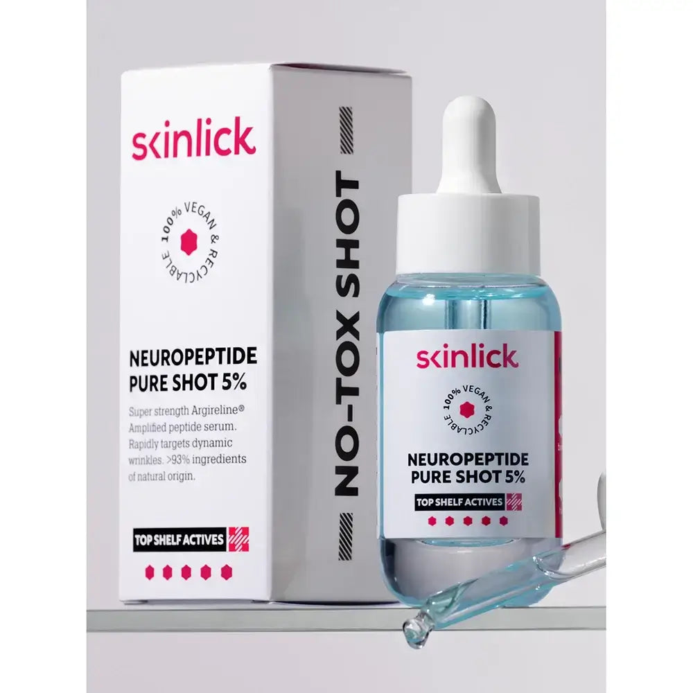 SKINLICK Neuropeptide Pure Shot 5% - Gesichtsserum mit Argireline Amplified Peptide Solution Acetyl Hexapeptide-8 und Glycerin zur Reduzierung sichtbarer dynamischer Falten - 30 ml