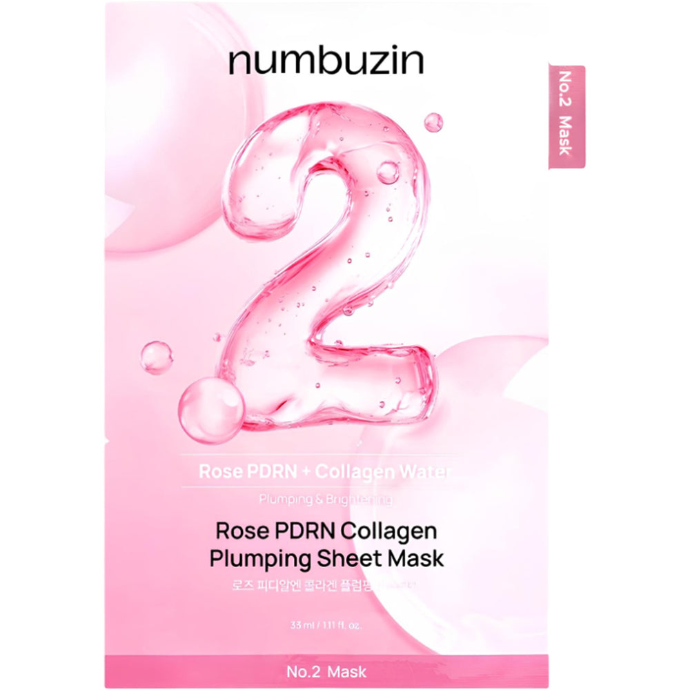 NUMBUZIN No.2 Rose PDRN Collagen Plumping Sheet Mask - masca de fata formulata cu colagen si niacinamida, care contribuie la hidratarea pielii si la mentinerea confortului cutanat - 33 ml