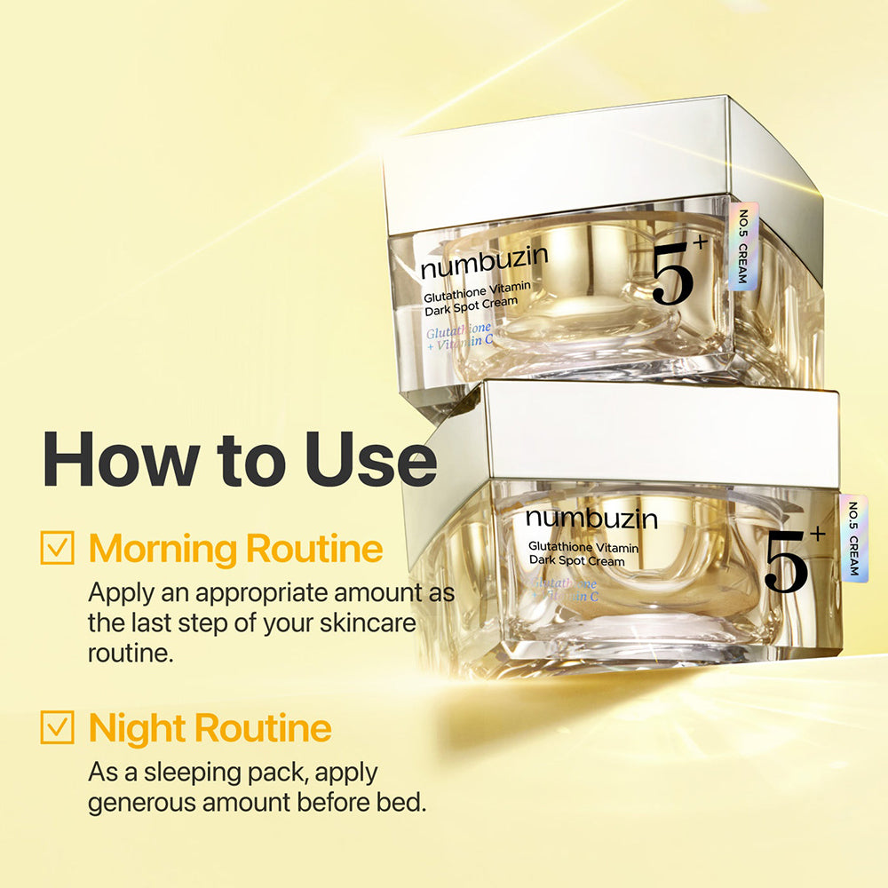NUMBUZIN No.5 Vitamin Glutathione Dark Spot Laser Cream - Gesichtscreme mit Glutathion und Niacinamid, die hilft, Pigmentflecken zu mildern und die Hautbarriere zu erhalten - 50 ml