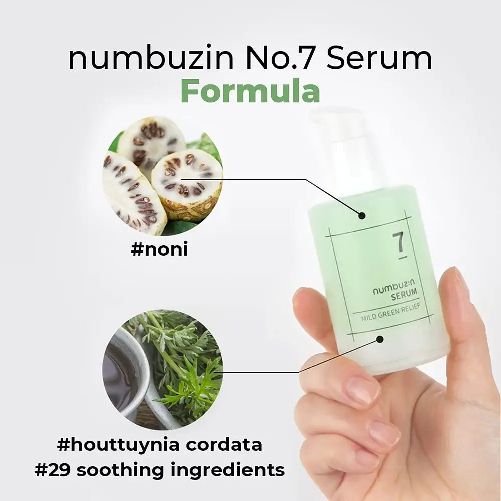 NUMBUZIN Nr.7 Beruhigendes Serum Mild Green - Intensive Feuchtigkeitsversorgung und schnelle Beruhigung, 50 ml