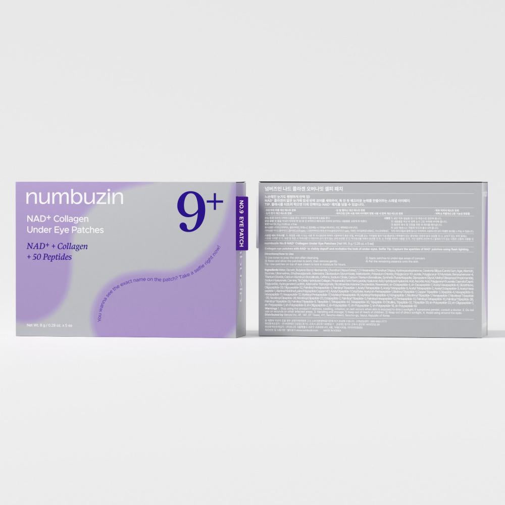 NUMBUZIN No.9 NAD+Collagen Under Eye Patches - benzi pentru ochi formulate cu colagen marin si niacinamida, care contribuie la diminuarea aspectului cearcanelor si la mentinerea prospetimii zonei perioculare - 5 buc