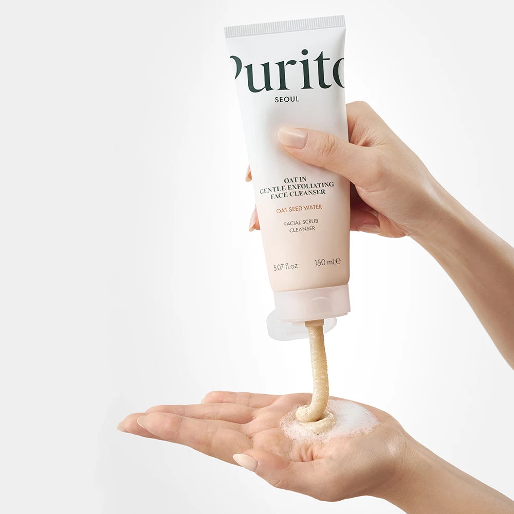 PURITO Oat-In Gentle Exfoliating Face Cleanser - Peeling-Reiniger mit Hafer und Haferkernextrakt zur Reinigung und Peeling empfindlicher, zu Trockenheit neigender Haut und zur Aufrechterhaltung der Feuchtigkeit - 150 ml