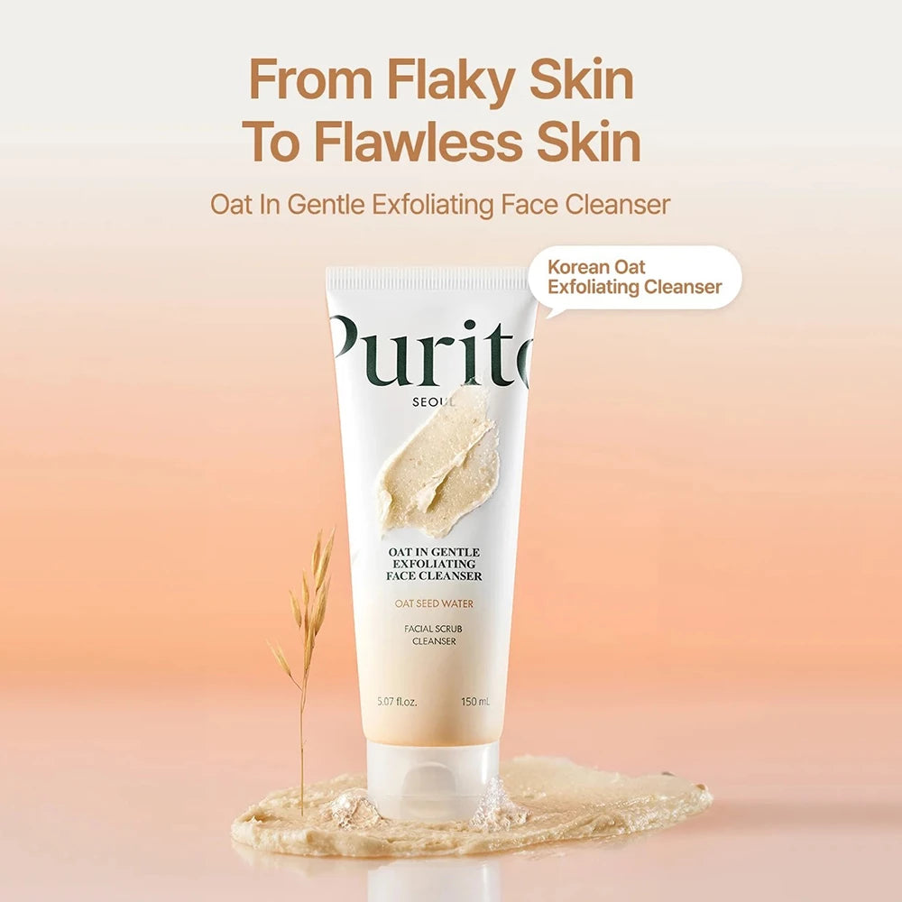 PURITO Oat-In Gentle Exfoliating Face Cleanser - Peeling-Reiniger mit Hafer und Haferkernextrakt zur Reinigung und Peeling empfindlicher, zu Trockenheit neigender Haut und zur Aufrechterhaltung der Feuchtigkeit - 150 ml