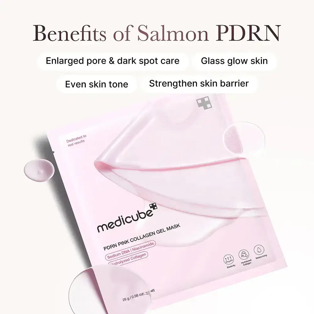 MEDICUBE PDRN Pink Collagen Gel - Gesichtsmaske formuliert mit PDRN (Polydeoxyribonukleotid) und Niacinamid, die zur Hautfeuchtigkeit und zum Hautkomfort beitragen - 28 g