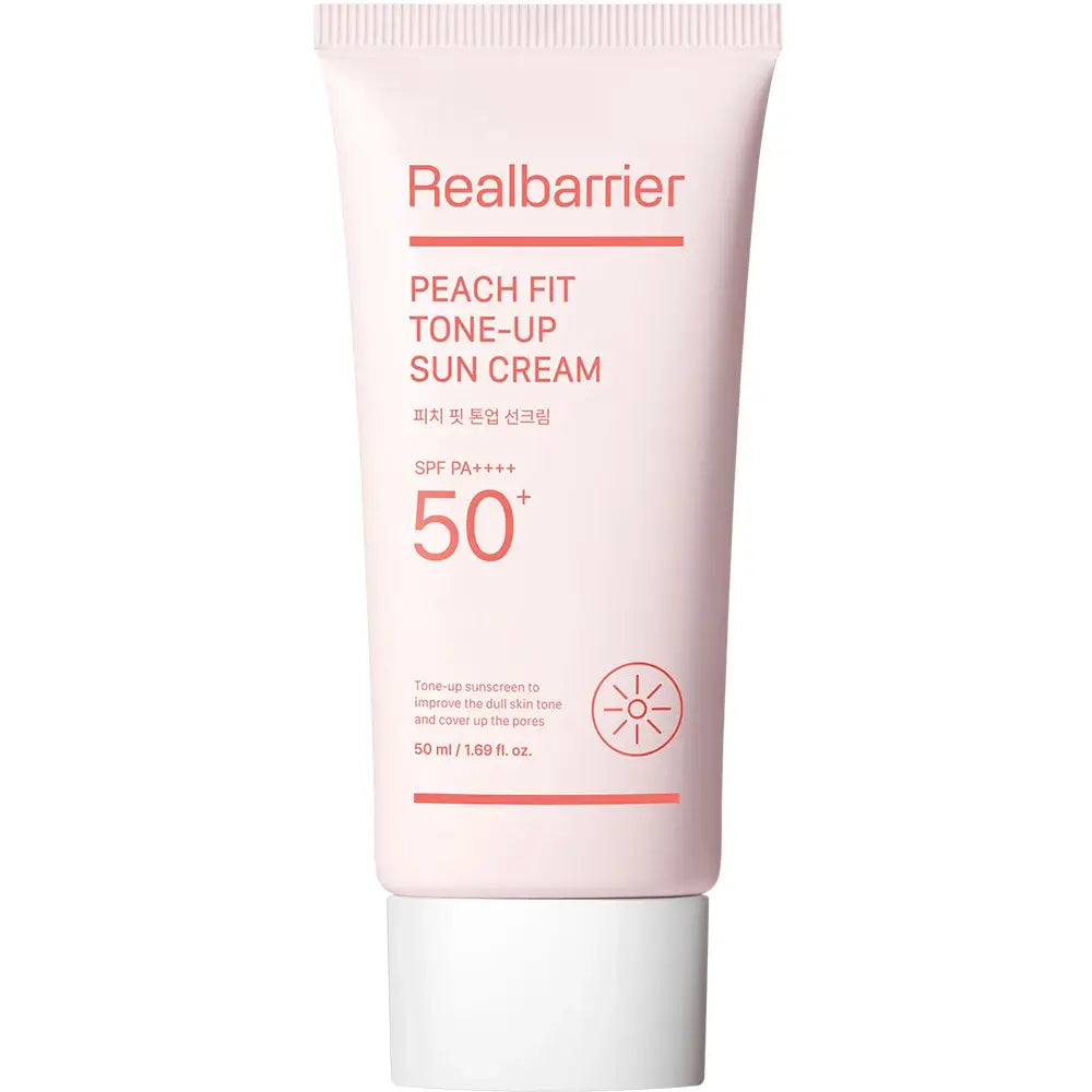 REAL BARRIER Peach Fit Tone Up Sun Cream LSF 50+ PA++++ - Gesichtscreme mit Zinkoxid und Niacinamid für hohen UVA- und UVB-Schutz und einen ebenmäßigen Hautton - 50 ml
