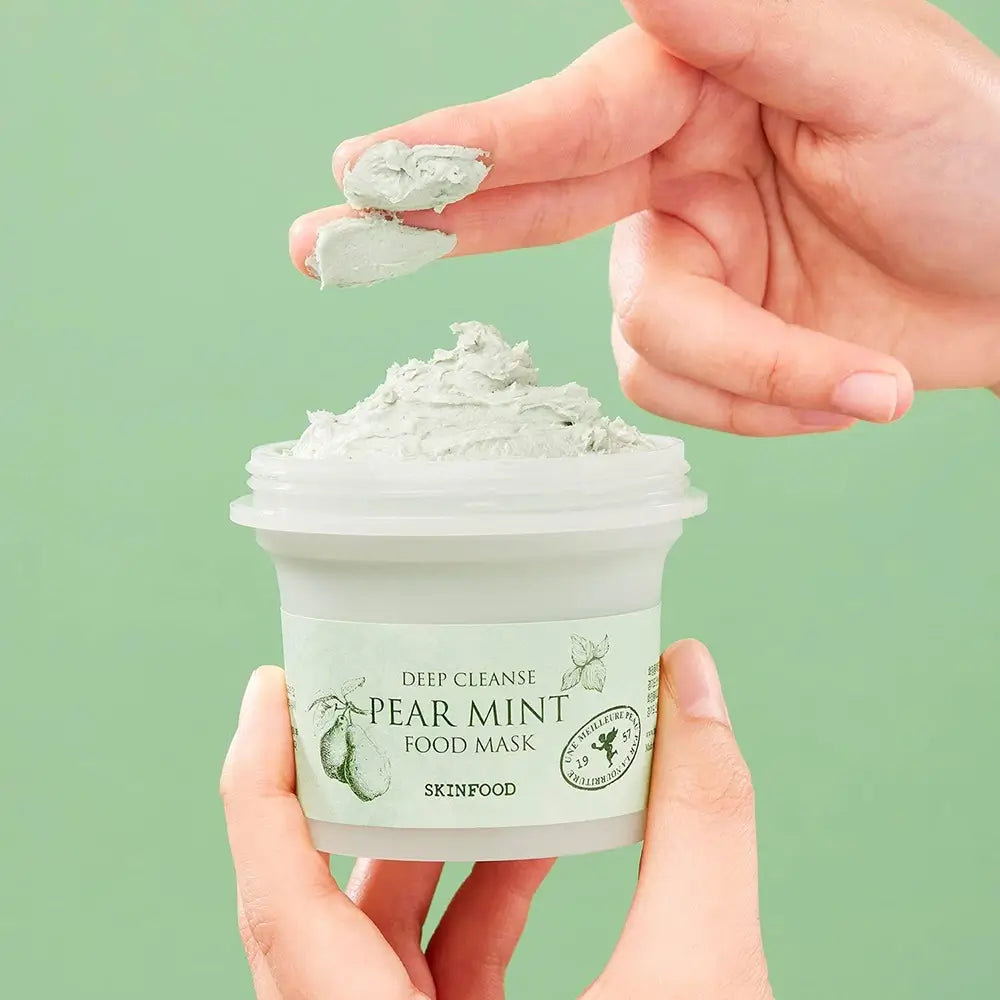 SKINFOOD Birne Minze Gesichtsmaske - formuliert mit Birnenextrakt und Kaolin zur Tiefenreinigung der Haut und zur Erhaltung eines reinen und gesunden Teints - 120 gr