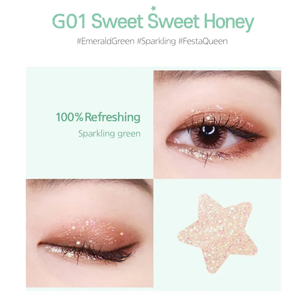 BLACK ROUGE Pearlvely I Glitter Lidschatten G01 Sweet Sweet Honey - Glitzerndes Augen-Gel mit intensivem Glanz und präziser Anwendung, 4,5g