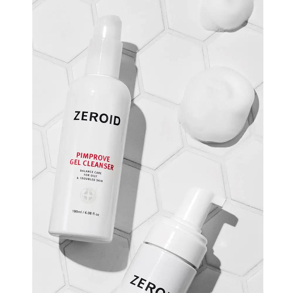 ZEROID Pimprove Gel Reiniger - Reinigungsfluid mit Salicylsäure und Natriumlaktat, das überschüssiges Talg und Unreinheiten aus den Poren reinigt und die Haut nach dem Waschen mit Feuchtigkeit versorgt - 180 ml