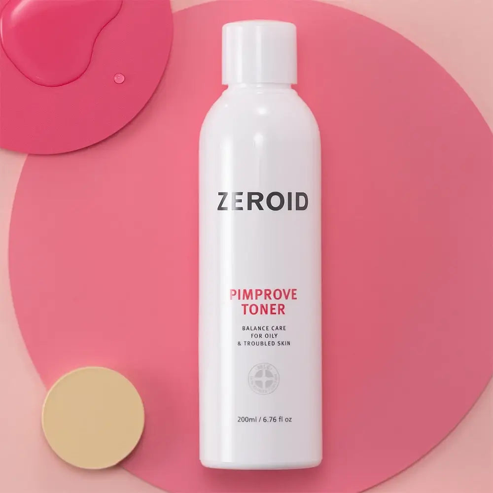ZEROID Pimprove Toner - Gesichtswasser formuliert mit LHA und Zink PCA, das zur sanften und feuchtigkeitsspendenden Entfernung abgestorbener Hautzellen und zur Aufrechterhaltung des optimalen pH-Werts problematischer Haut beiträgt - 200 ml