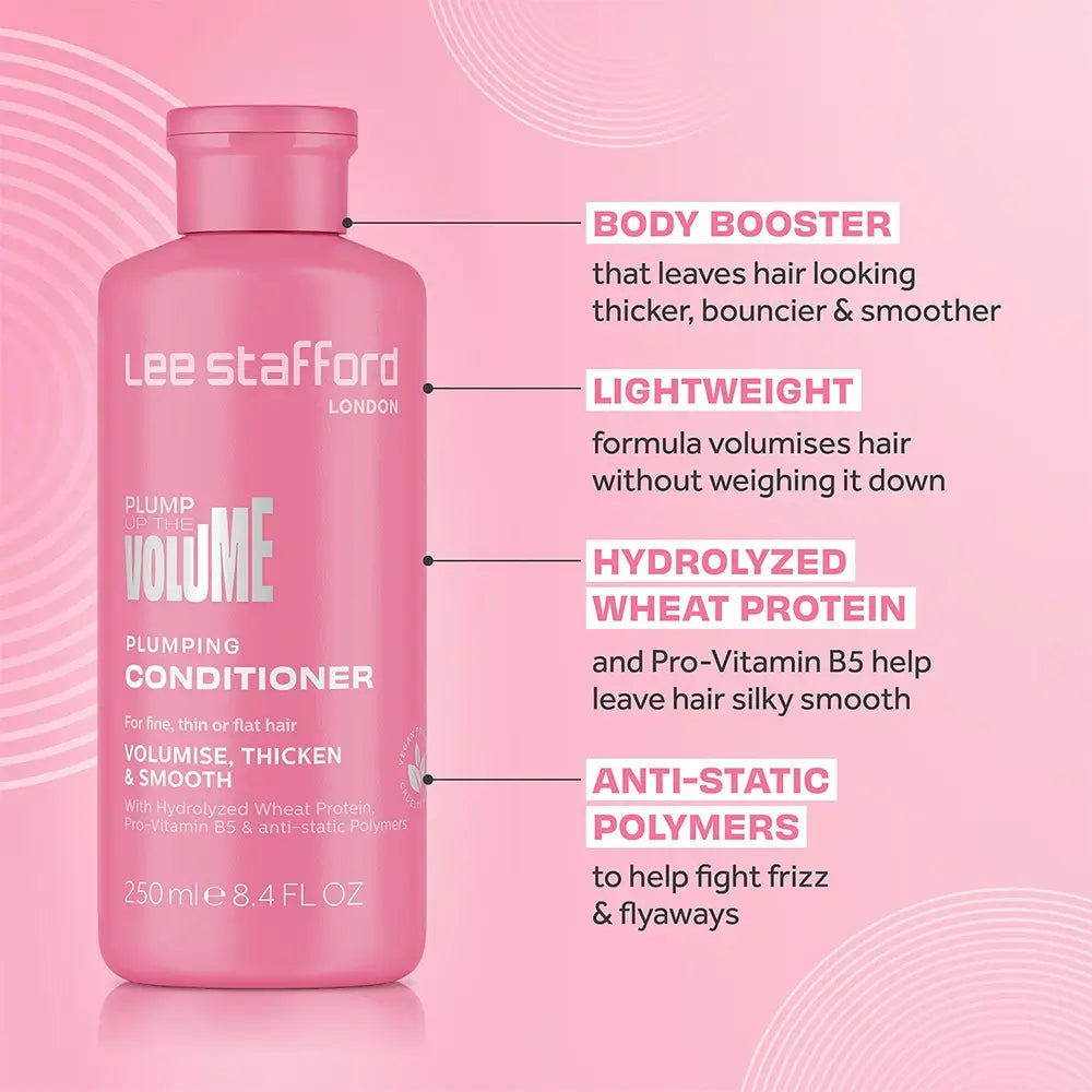 LEE STAFFORD Plump Up The Volume Plumping Conditioner - Spülung mit hydrolysiertem Weizenprotein und Pro-Vitamin B5, die feinem Haar Volumen verleiht und das Styling erleichtert - 250 ml
