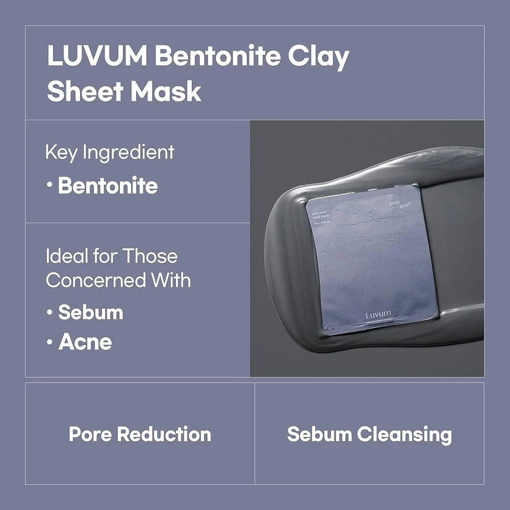 LUVUM Pore Reset Mud Mask - Gesichtsmaske mit Meeres-Schlamm und Bentonit-Tonerde zur Porenreinigung und Talgkontrolle - 16 g