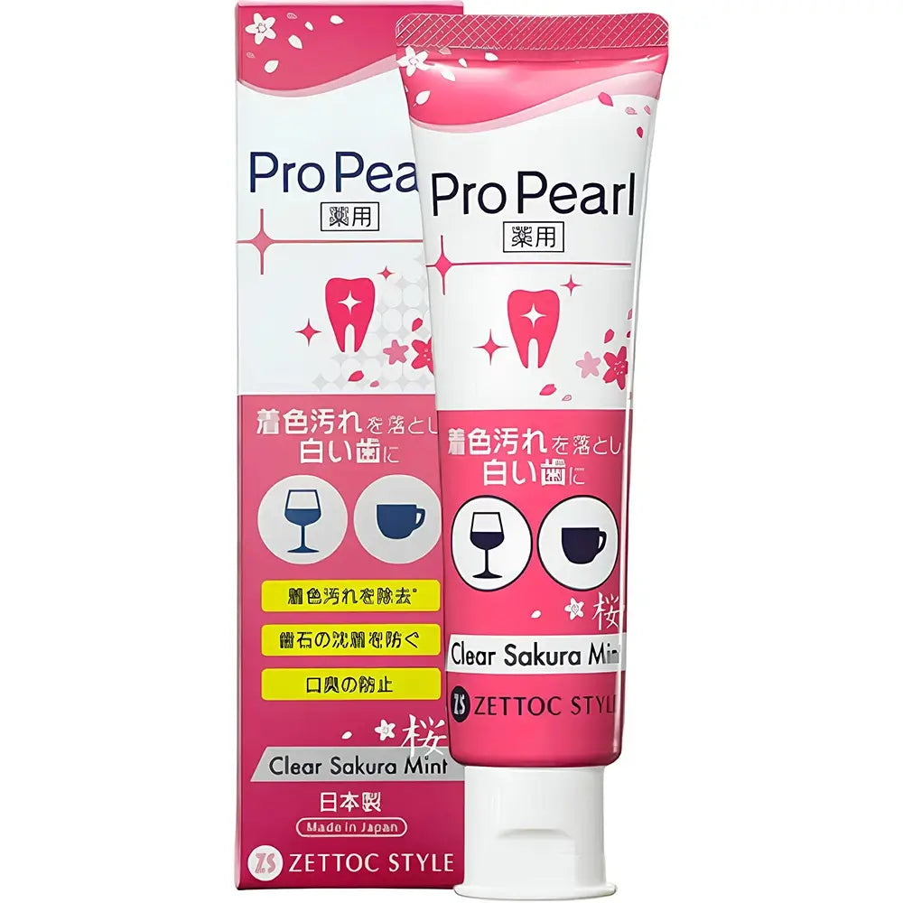 ZETTOC ProPearl Zahnpasta Sakura Minze - Aufhellung und Tiefenreinigung, 100 g