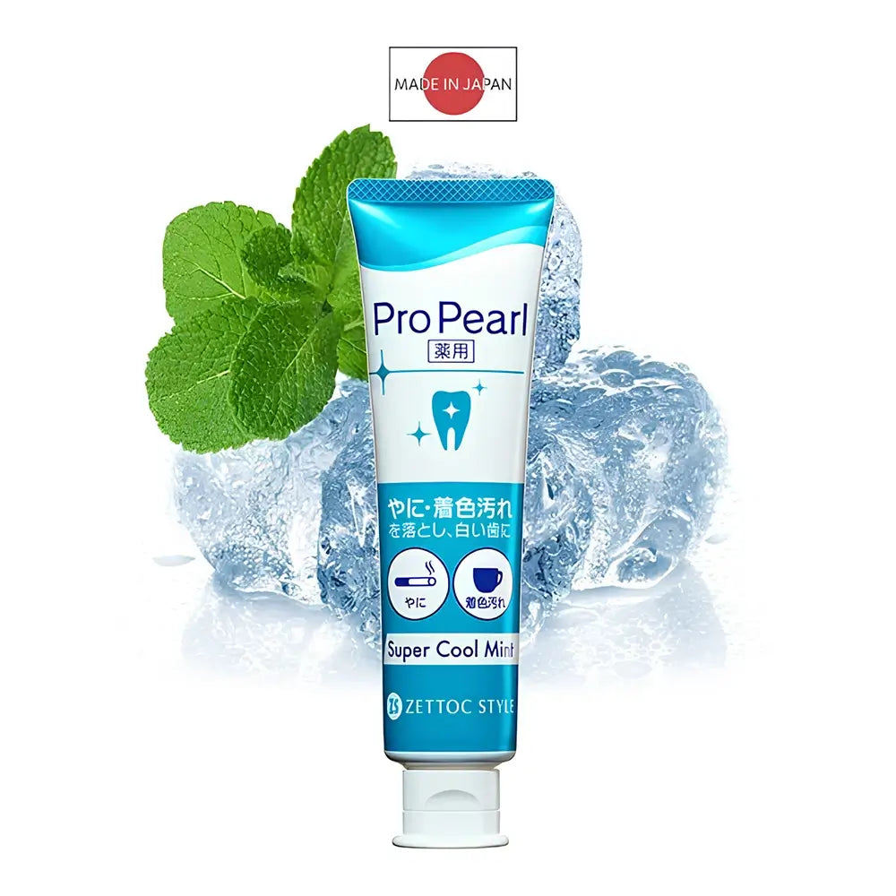 ZETTOC ProPearl Super Cool Mint - Zahnpasta mit Wirkstoffen und mikrofeinen Partikeln zur Entfernung hartnäckiger Verfärbungen durch Rauchen, Kaffee oder Wein und zur Erfrischung des Atems - 100 g