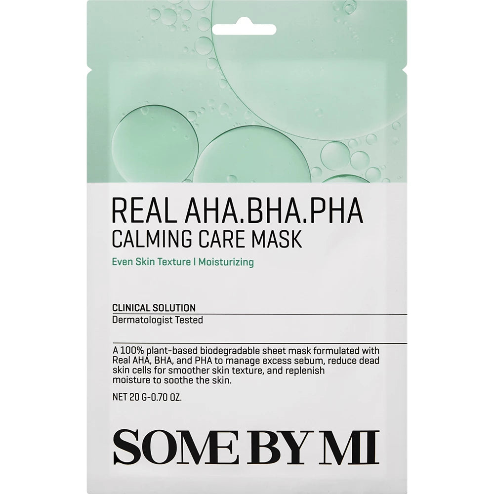 SOME BY MI Real AHA-BHA-PHA Beruhigende Pflegemaske - Gesichtsmaske mit AHA und BHA zur Entfernung abgestorbener Hautzellen und Regulierung von überschüssigem Talg - 20 g